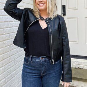 NWT Spanx Leather-Like Moto Jacket Size M